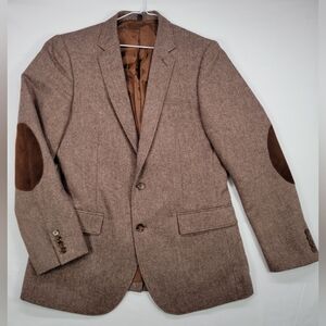 J. Crew Thompson Wool Blazer Jacket Men's Size 40R Brown Elbow Patch